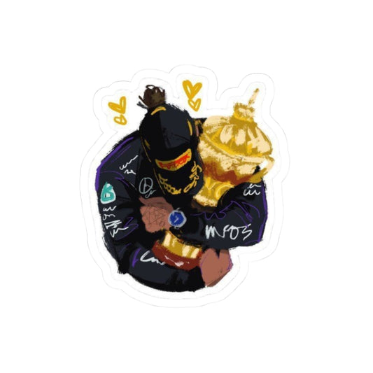 Lewis Hamilton Holding the Trophy Sticker